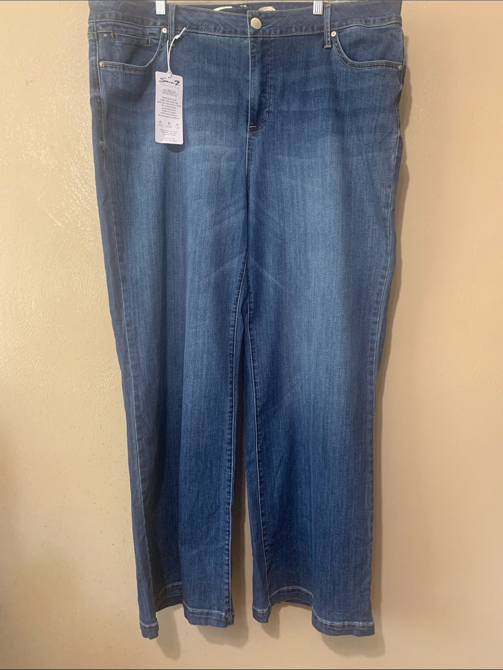 Seven7 size 20W Medium Blue Wide-Leg Jeans NWT